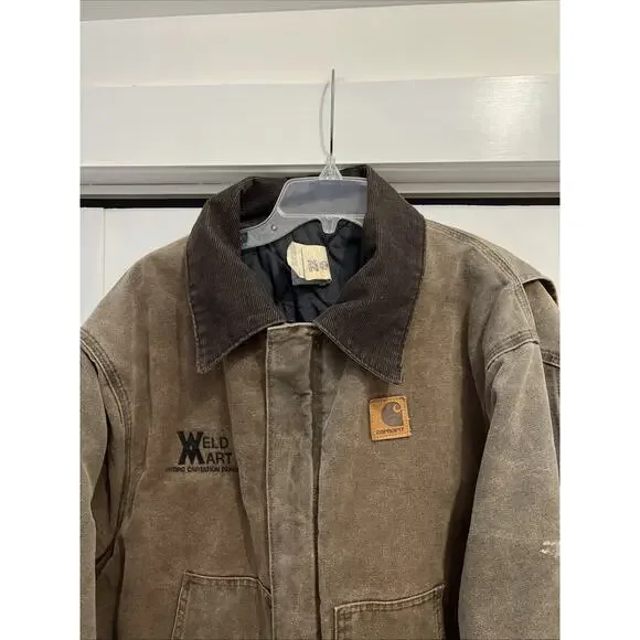 VTG Carhartt J22 CHT Chestnut Arctic Quilt-Lined Duck Work Jacket Sz XXL TALL